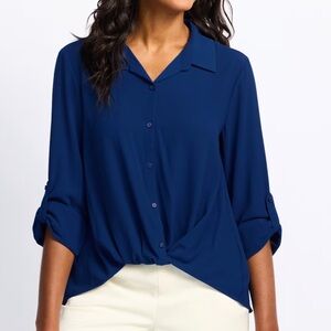 Montgomery post didi button down blue large